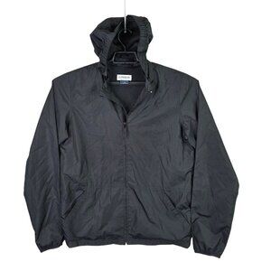 Mens Magellan Outdoors Black Windbreaker Hooded Jacket Semi-Fitted Polyester XL